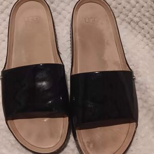 UGG Women's Glossy Black Slide Sandals